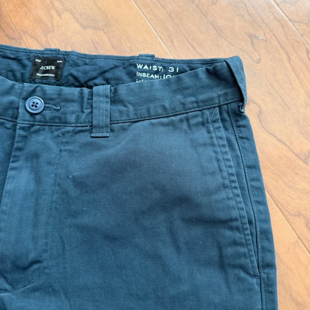 J. Crew Mens Chino Flat Front‎ Shorts Size 31 Blue 100% Cotton Casual Preppy